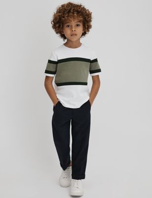 Reiss Boys Pure Cotton Striped T-Shirt (3-14 Yrs) - 4-5 Y - Green, Green,Blue