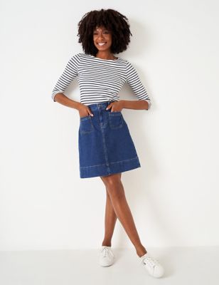 Crew Clothing Women's Denim Mini Skirt - 12 - Medium Blue, Medium Blue