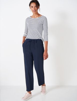 Crew Clothing Womens Side Stripe Drawstring Tapered Trousers - 18 - Navy, Navy