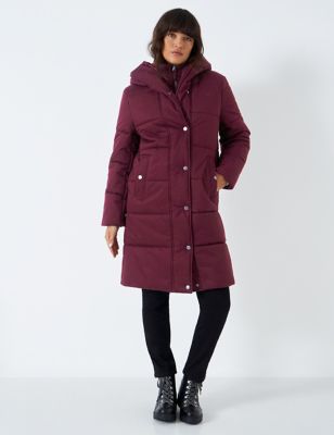 Crew Clothing Womens Padded Quilted Hooded Longline Coat - 14 - Navy, Navy
