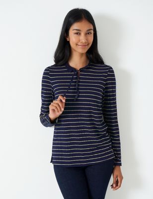 Crew Clothing Womens Striped Sparkly Top - 14 - Navy Mix, Navy Mix