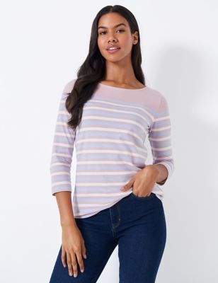 Crew Clothing Womens Pure Cotton Striped Top - XXL - Blue, Blue