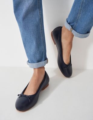 Crew Clothing Womens Leather Flatform Ballet Pumps - 41 - Navy, Navy