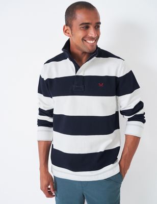 Crew Clothing Mens Pure Cotton Pique Half Zip Sweatshirt - Navy Mix, Navy Mix
