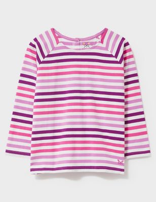 Crew Clothing Girls Pure Cotton Striped Top (3-12 Yrs) - 7-8 Y - Pink Mix, Pink Mix