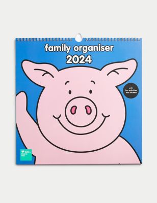 2024 Calendar & Family Organiser - Percy Pigtm with Stickers