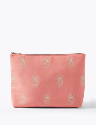 M&S Womens Embroidered Pineapple Make-Up Pouch
