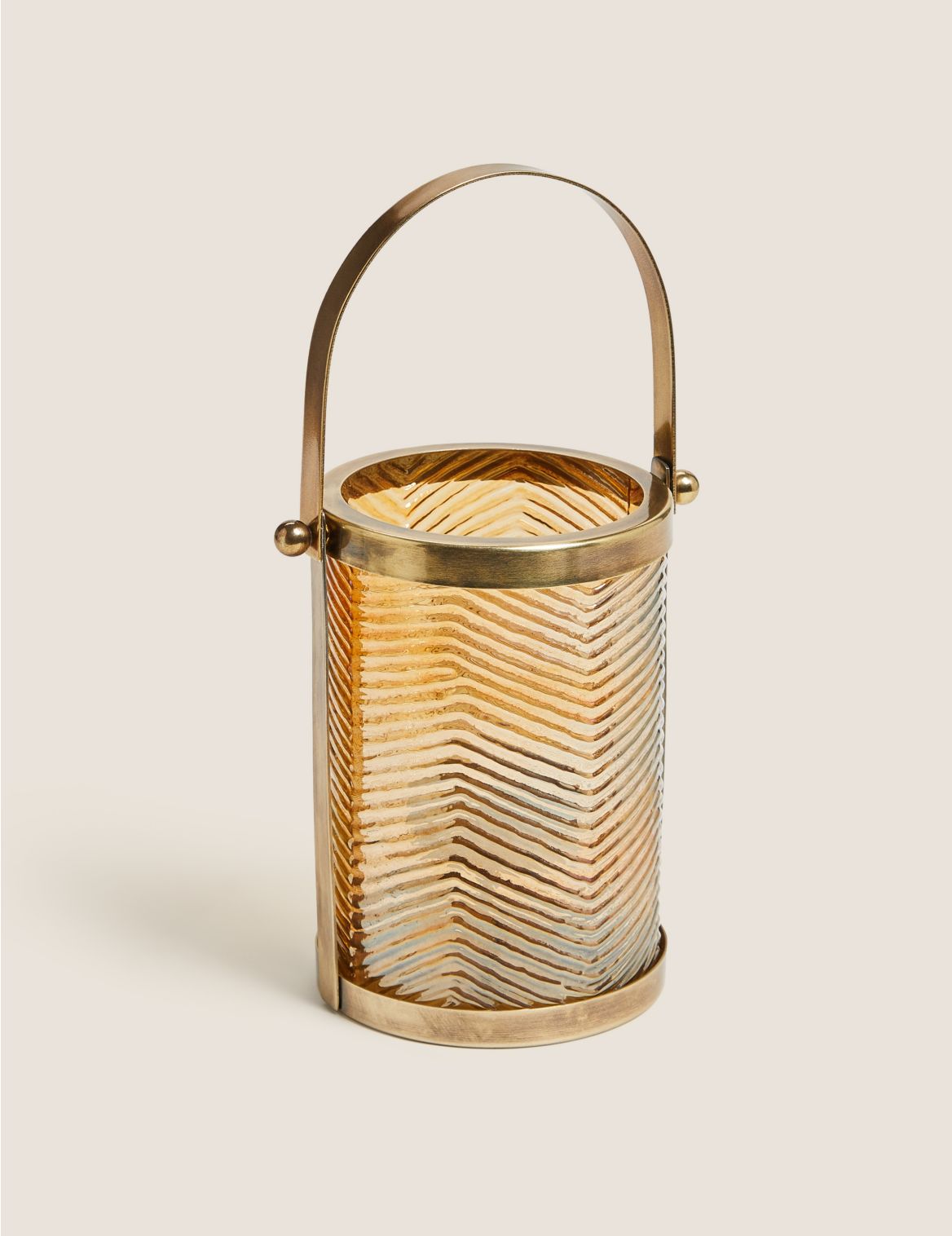 Textured Brass Medium Lantern brown