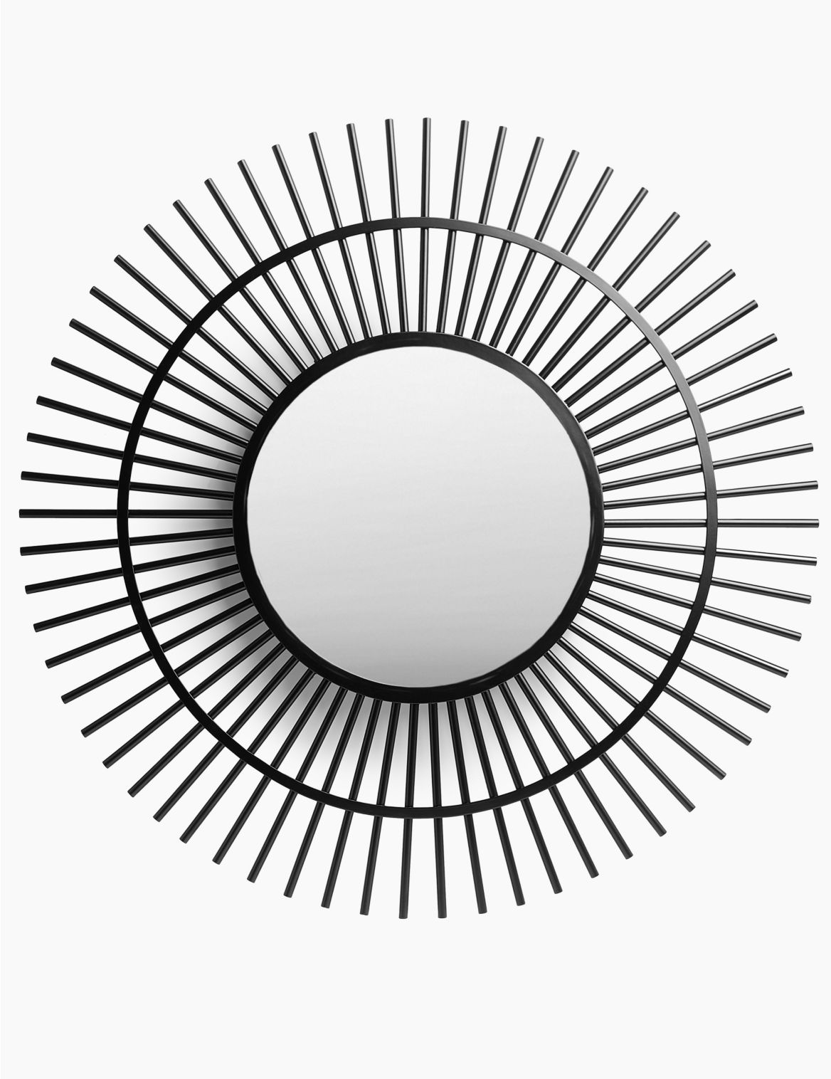 Sunburst Metal Round Mirror black