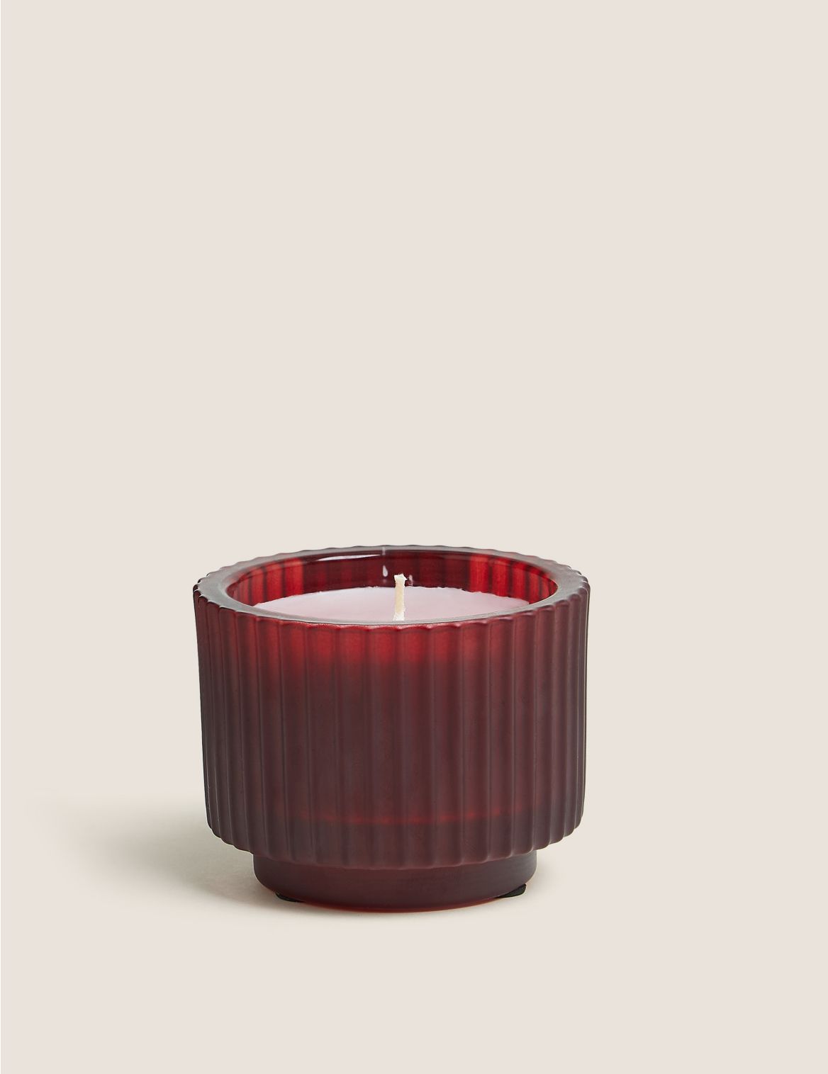 Amber Woods Ridged Footed Candle pink