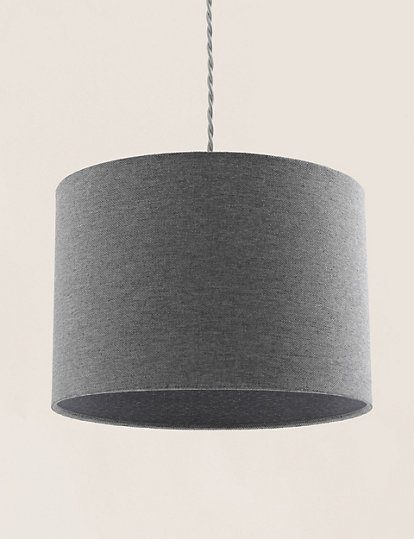 M&S Collection Textured Drum Lamp Shade - 1Size - Dark Grey, Dark Grey