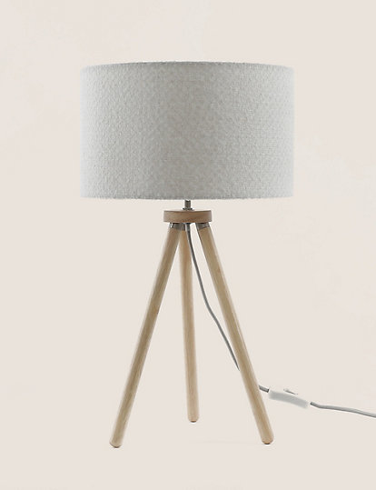 M&S Collection Wooden Tripod Table Lamp - 1Size - Natural, Natural