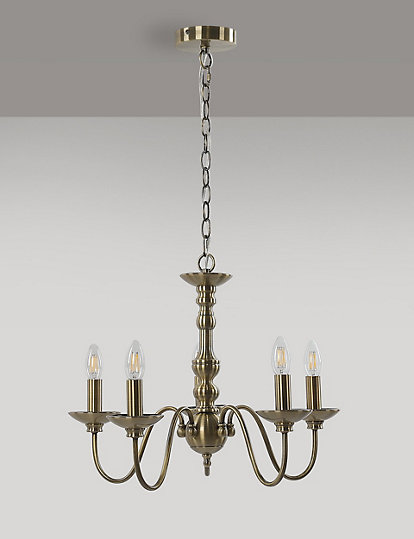 M&S Collection Bethany Chandelier - 1Size - Antique Brass, Antique Brass