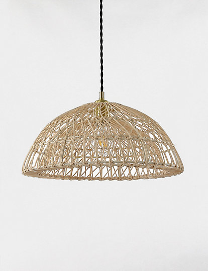 M&S Collection Rattan Pendant Lamp Shade - 1Size - Natural, Natural