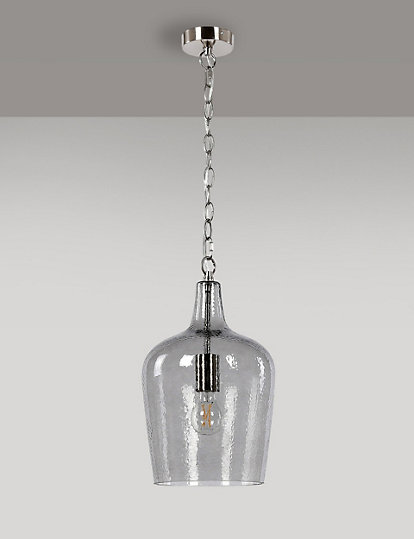 M&S Collection Raven Glass Pendant Ceiling Light - 1Size - Smoke, Smoke