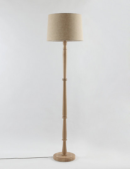 M&S Collection Wooden Floor Lamp - 1Size - Natural, Natural