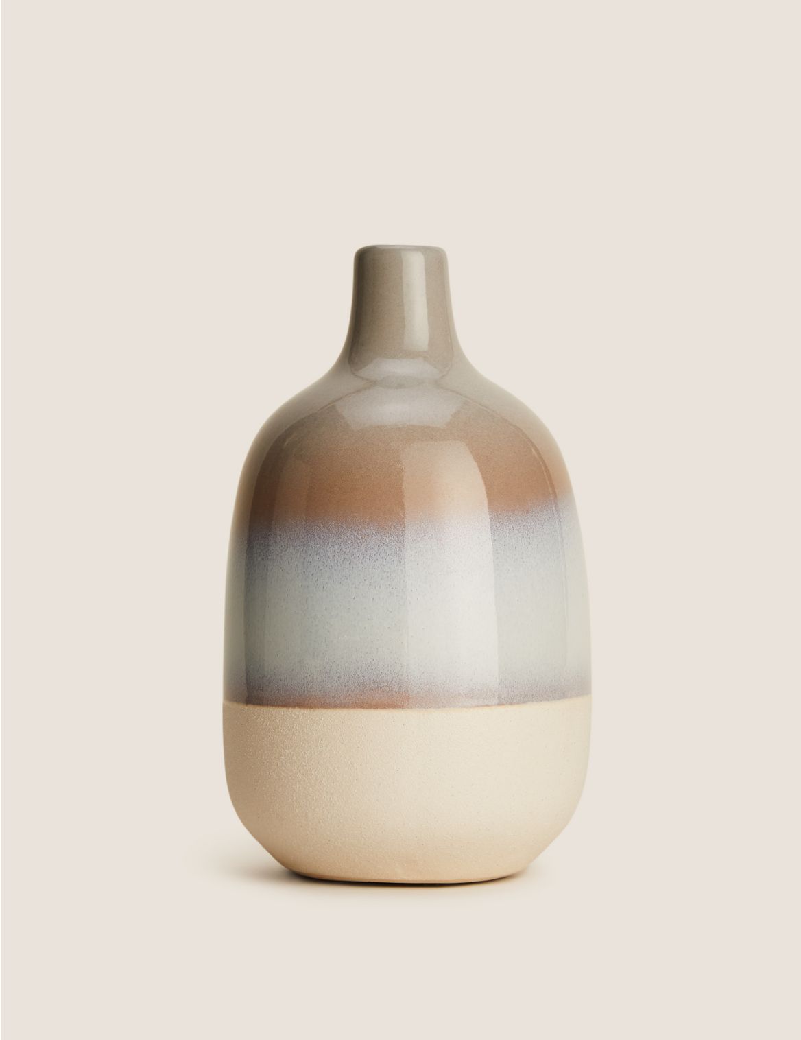 Medium Reactive Glazed Bottle Vase grey