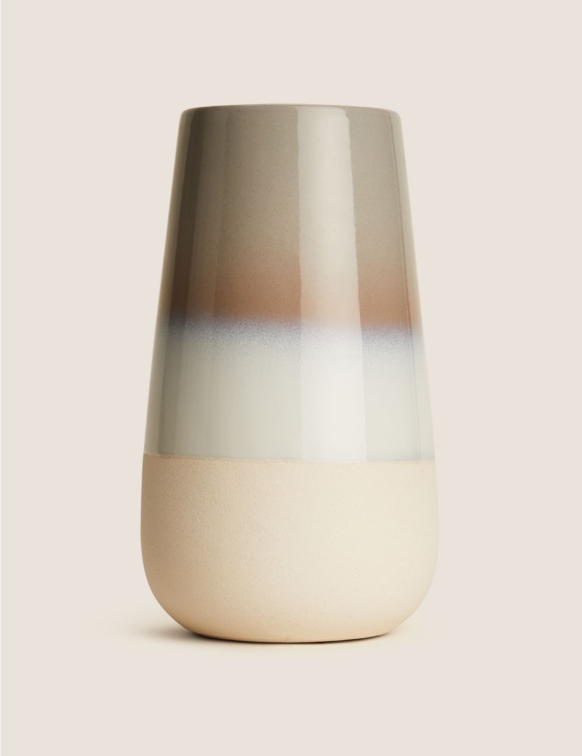 Tall Reactive Glazed Cylinder Vase grey