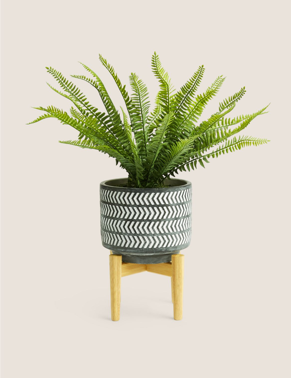 Artificial Boston Fern Planter with Stand green