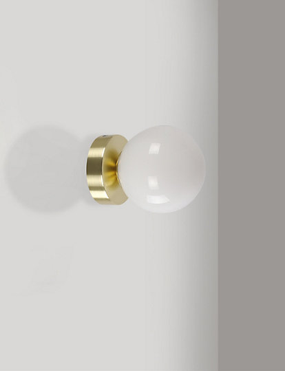 M&S Collection Opal Wall Light - 1Size - Polished Brass, Polished Brass