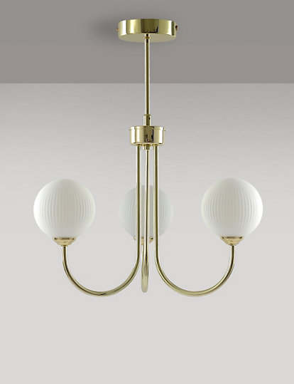 M&S Collection Emelie Ribbed Ceiling Light - 1Size - Polished Brass, Polished Brass