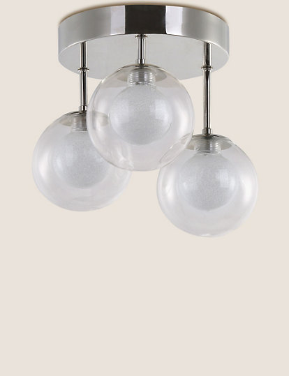 M&S Collection Luna Led Flush Ceiling Light - 1Size - Clear, Clear