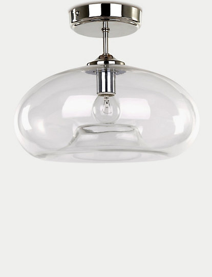 M&S Collection Olsen Flush Ceiling Light - 1Size - Clear, Clear