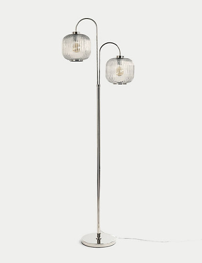 M&S Collection Amelia Ridged Floor Lamp - 1Size - Clear, Clear