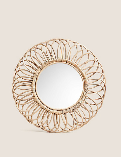 M&S Collection Rattan Round Wall Mirror - 1Size - Natural, Natural