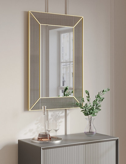 M&S Collection Monroe Large Rectangular Wall Mirror - 1Size - Antique Brass, Antique Brass