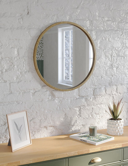 M&S Collection Oak Round Hanging Wall Mirror - 1Size, Oak