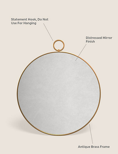 M&S Collection Round Distressed Wall Mirror - 1Size - Antique Brass, Antique Brass
