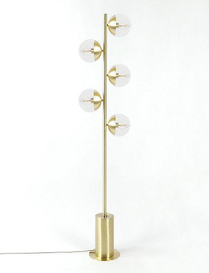 M&S Collection Aurora Multiglobe Floor Lamp - 1Size - Polished Brass, Polished Brass