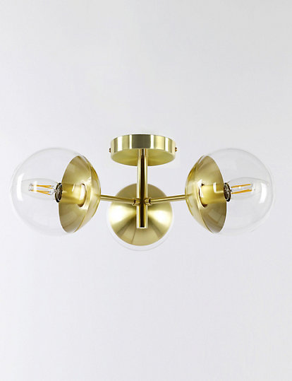 M&S Collection Aurora Flush Ceiling Light - 1Size - Polished Brass, Polished Brass