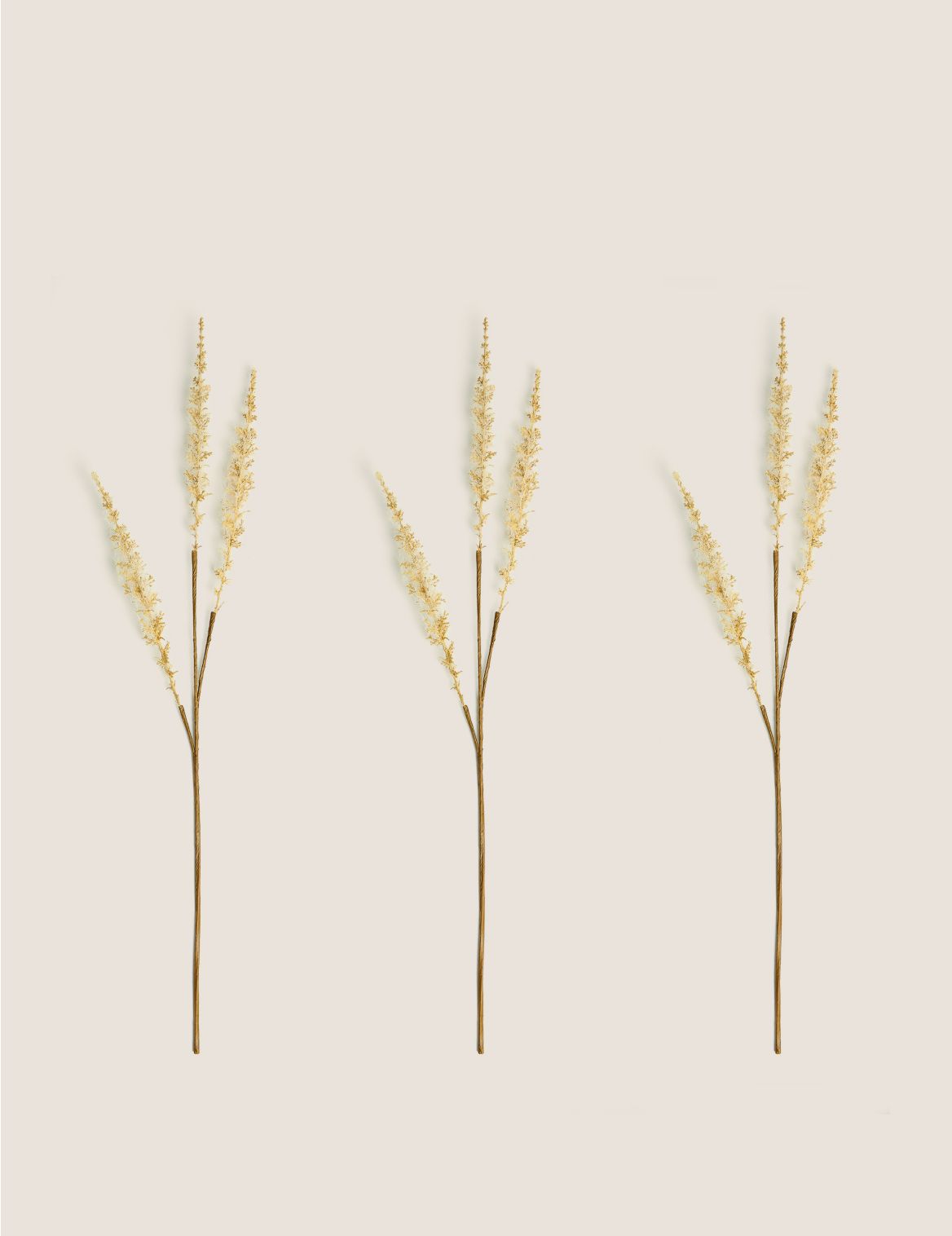 Set of 3 Artificial Grass Single Stems beige