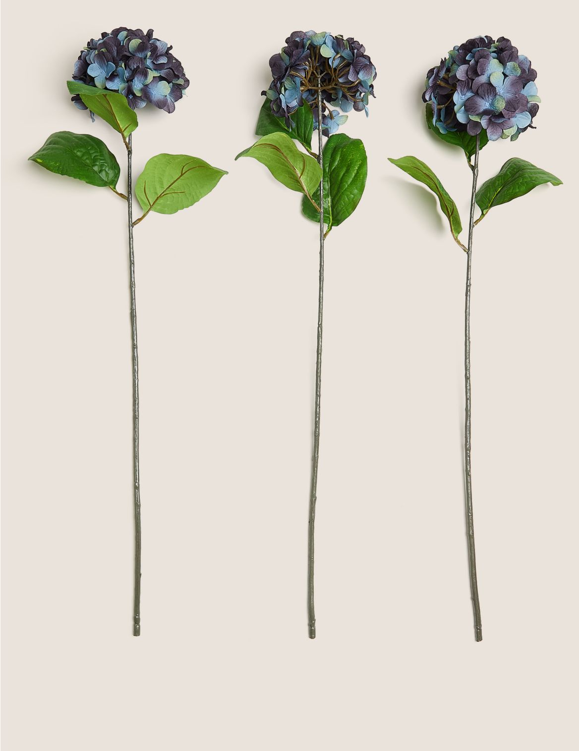 Set of 3 Artificial Small Hydrangeas blue