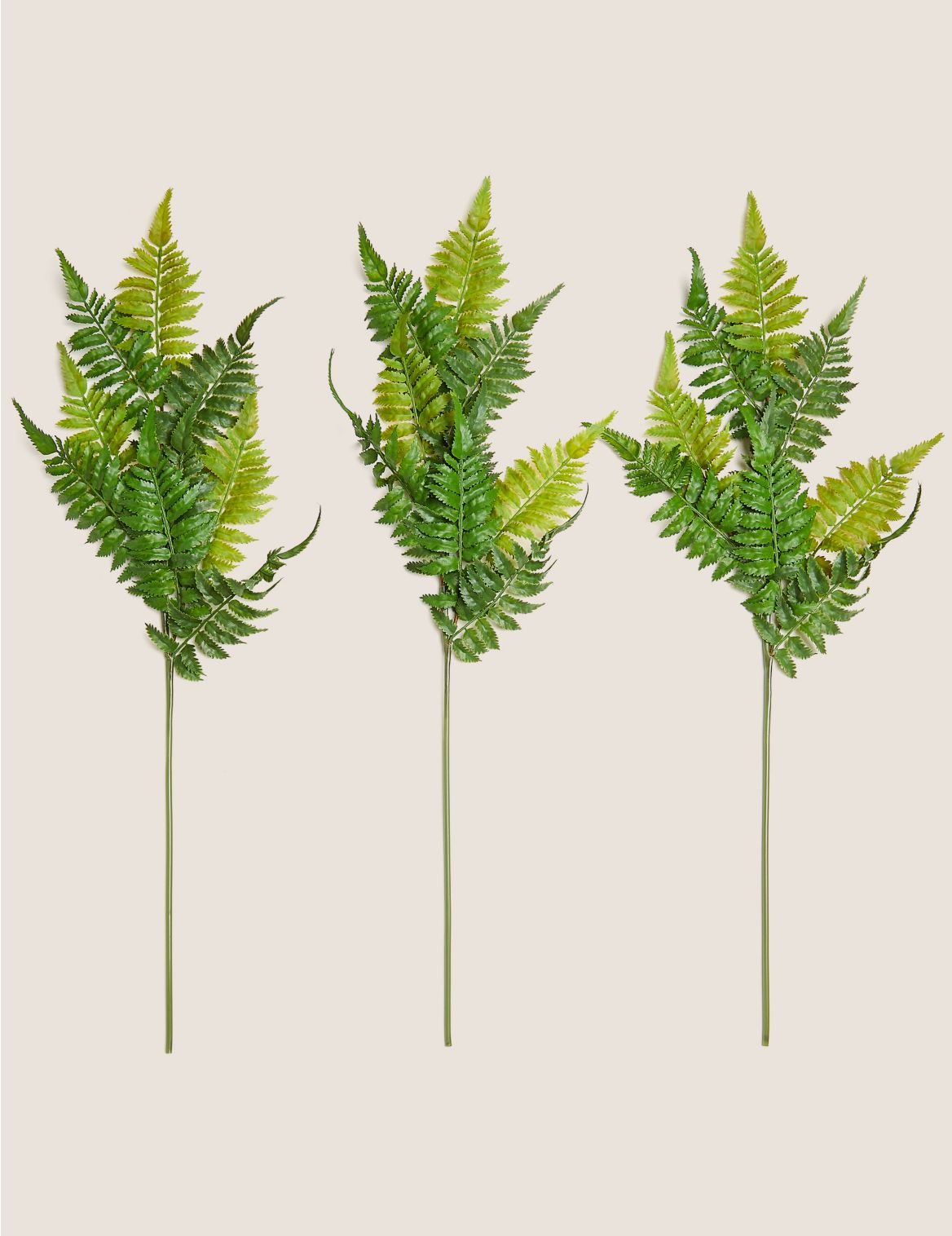 3 Pack Artificial Ferns Single Stem green