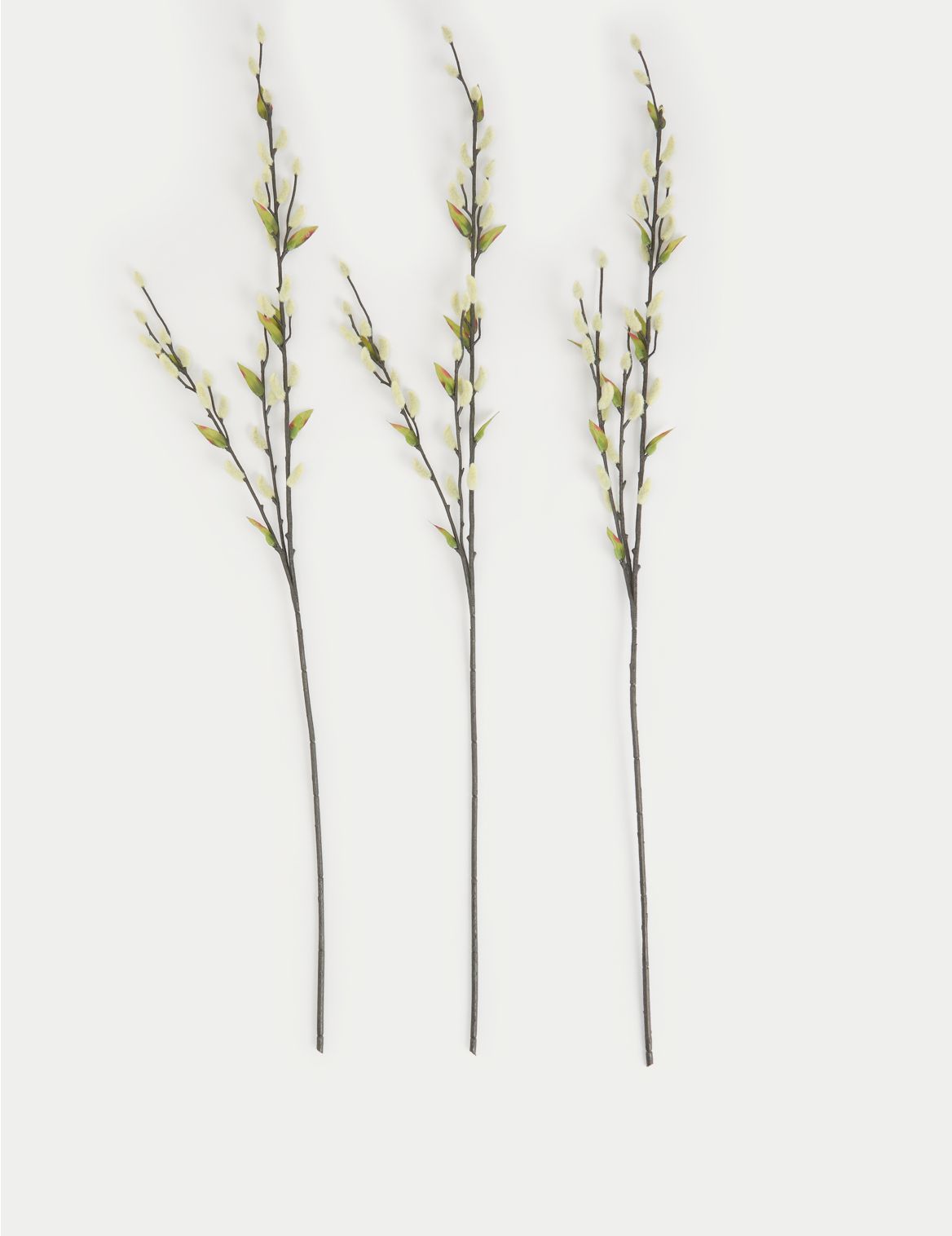 Set of 3 Artificial Willow Single Stems white