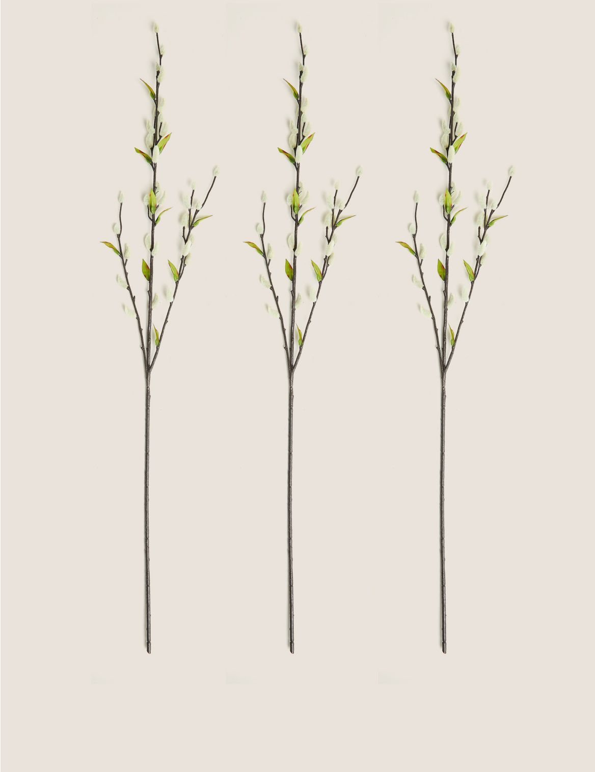 Set of 3 Artificial Willow Single Stems white