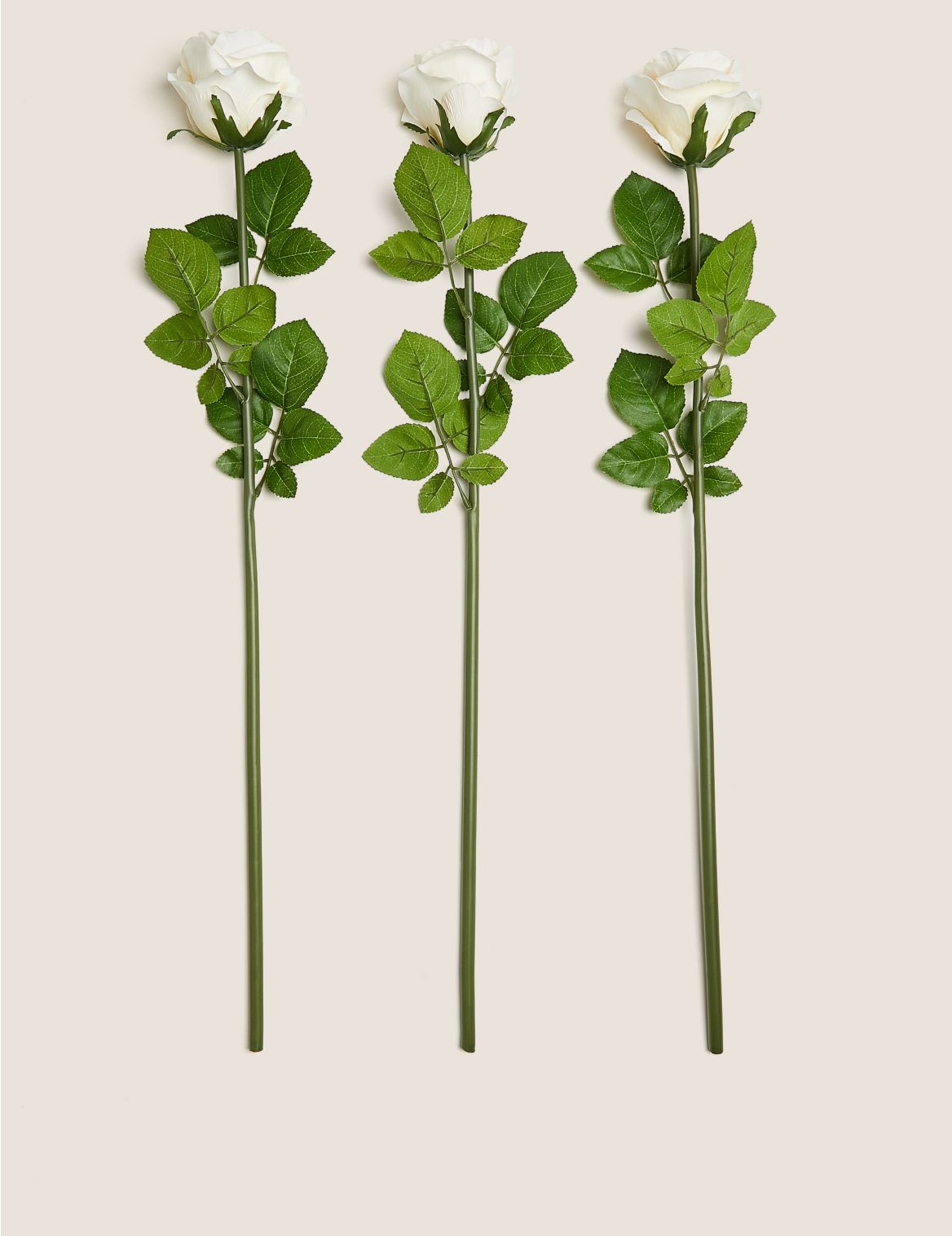 Set of 3 Artificial Rose Stems white