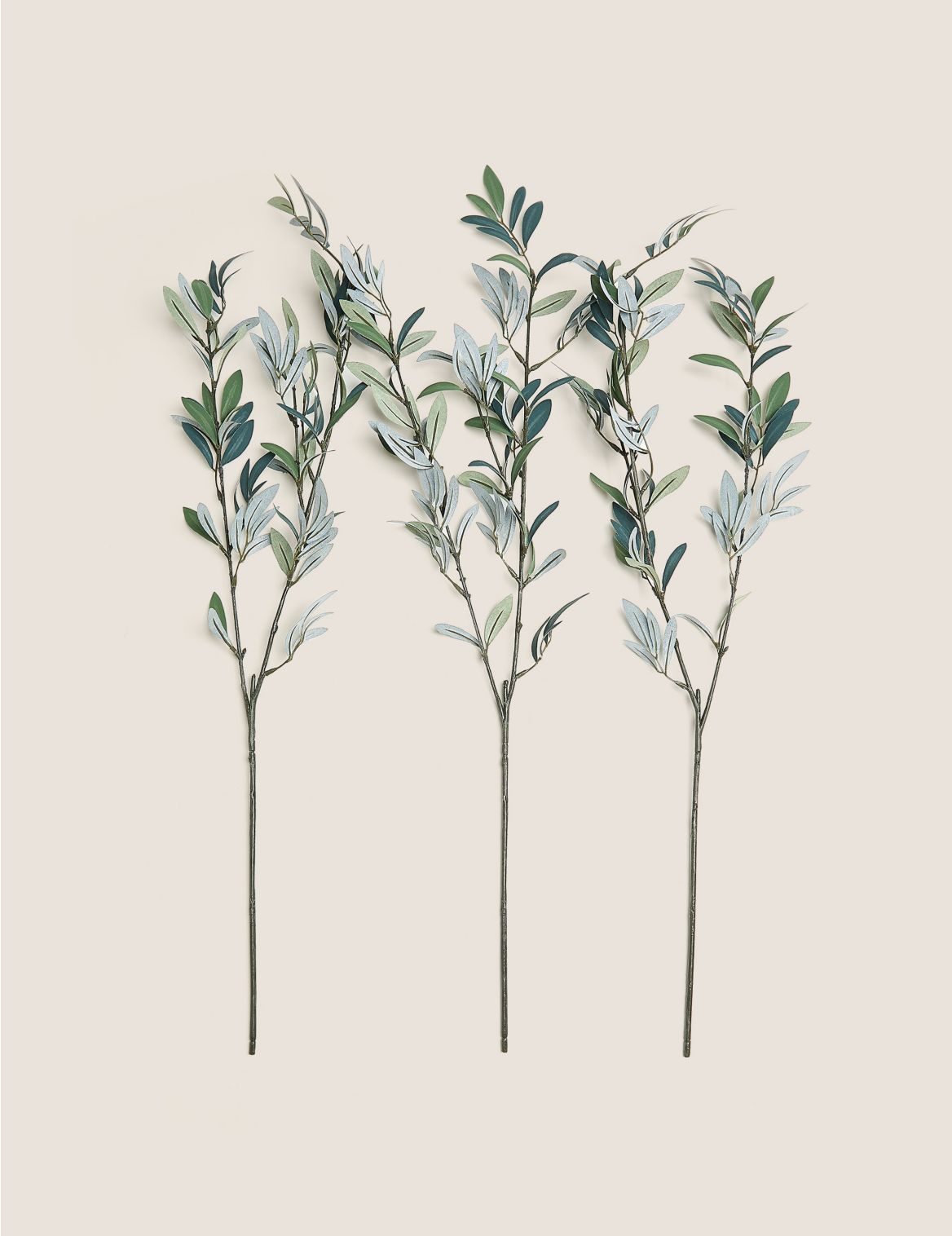Set of 3 Artificial Olive Branches green
