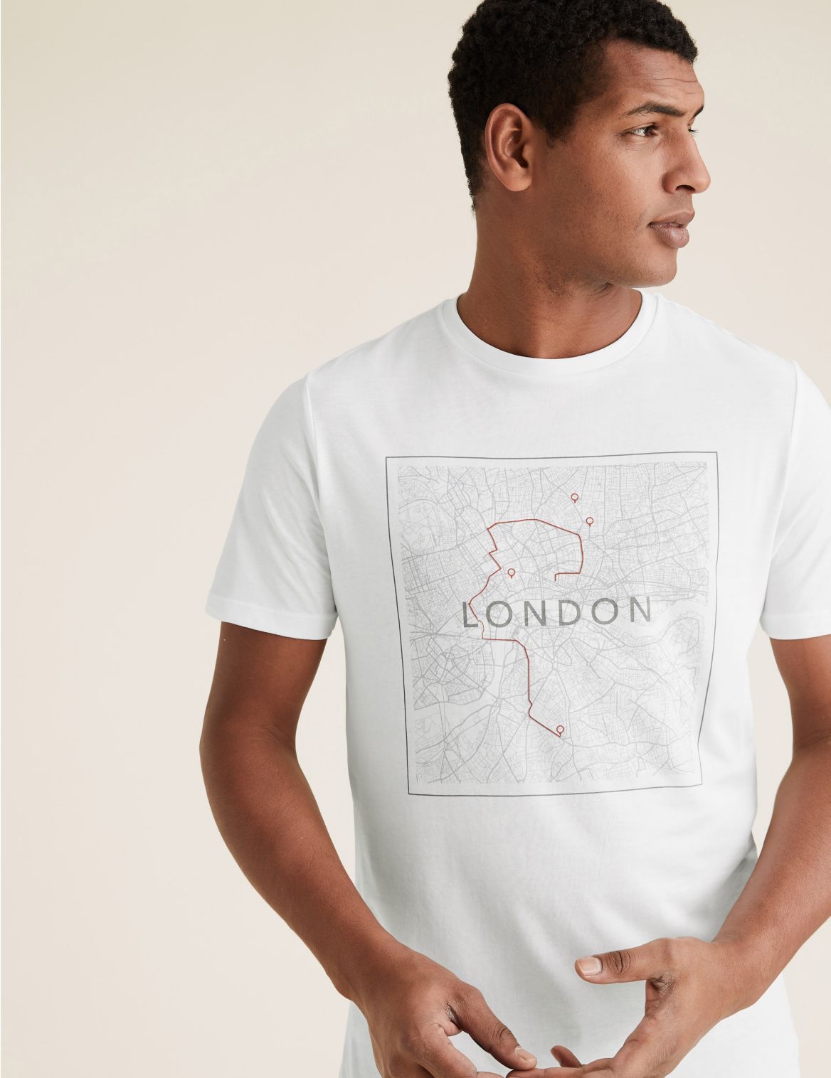 Pure Cotton London Map Graphic T-Shirt white