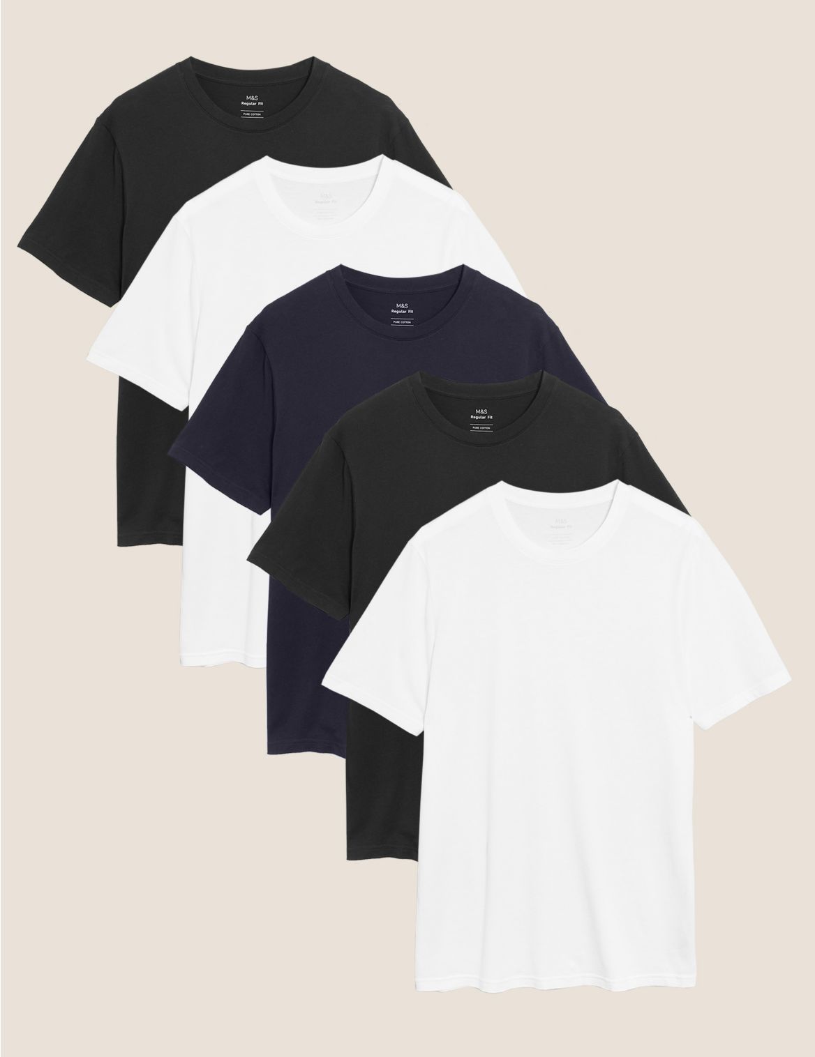 5 Pack Pure Cotton T-shirts navy