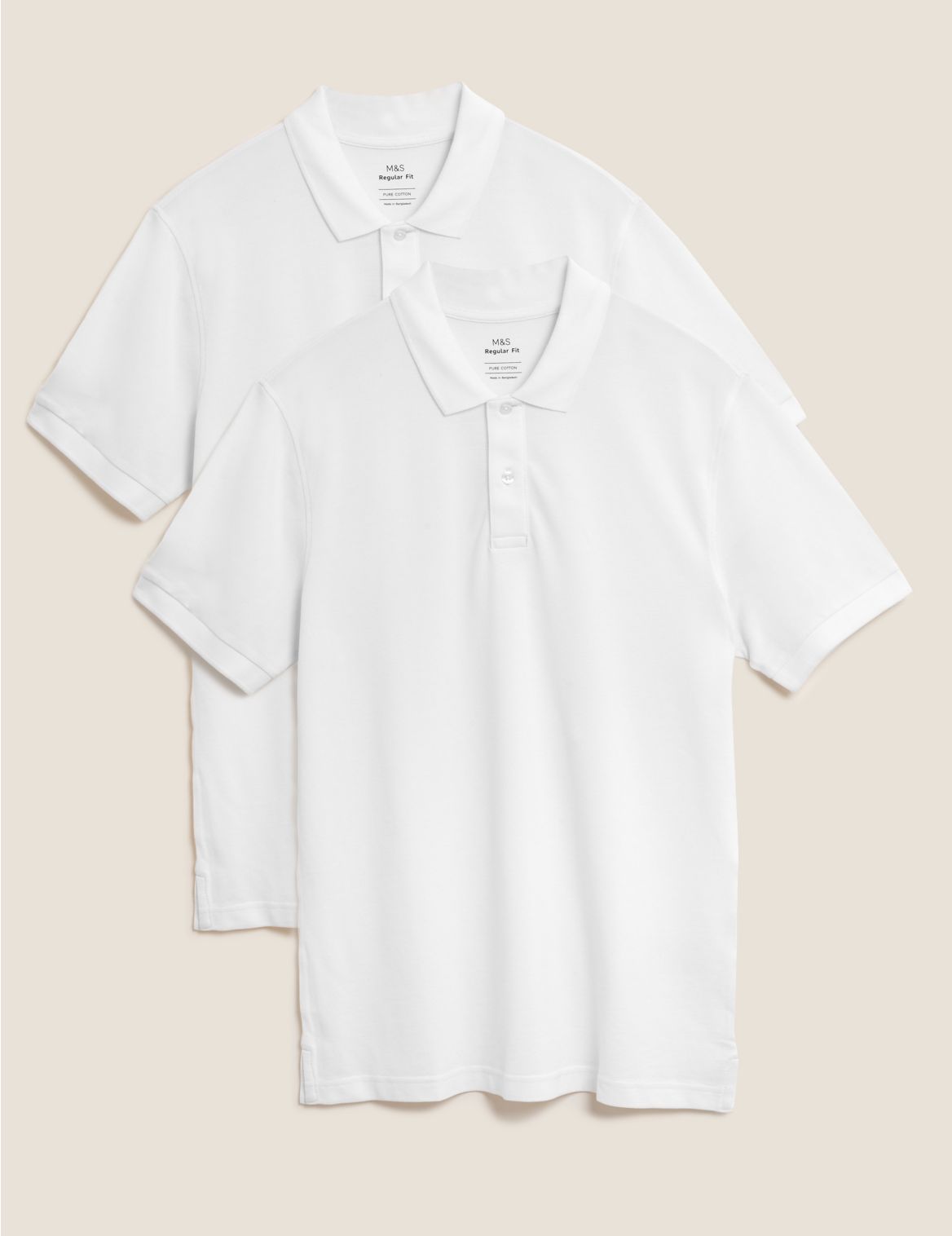 2 Pack Pure Cotton Polo Shirts white