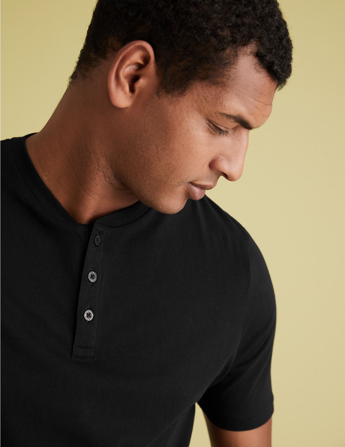 2 Pack Pure Cotton Henley T-Shirts black