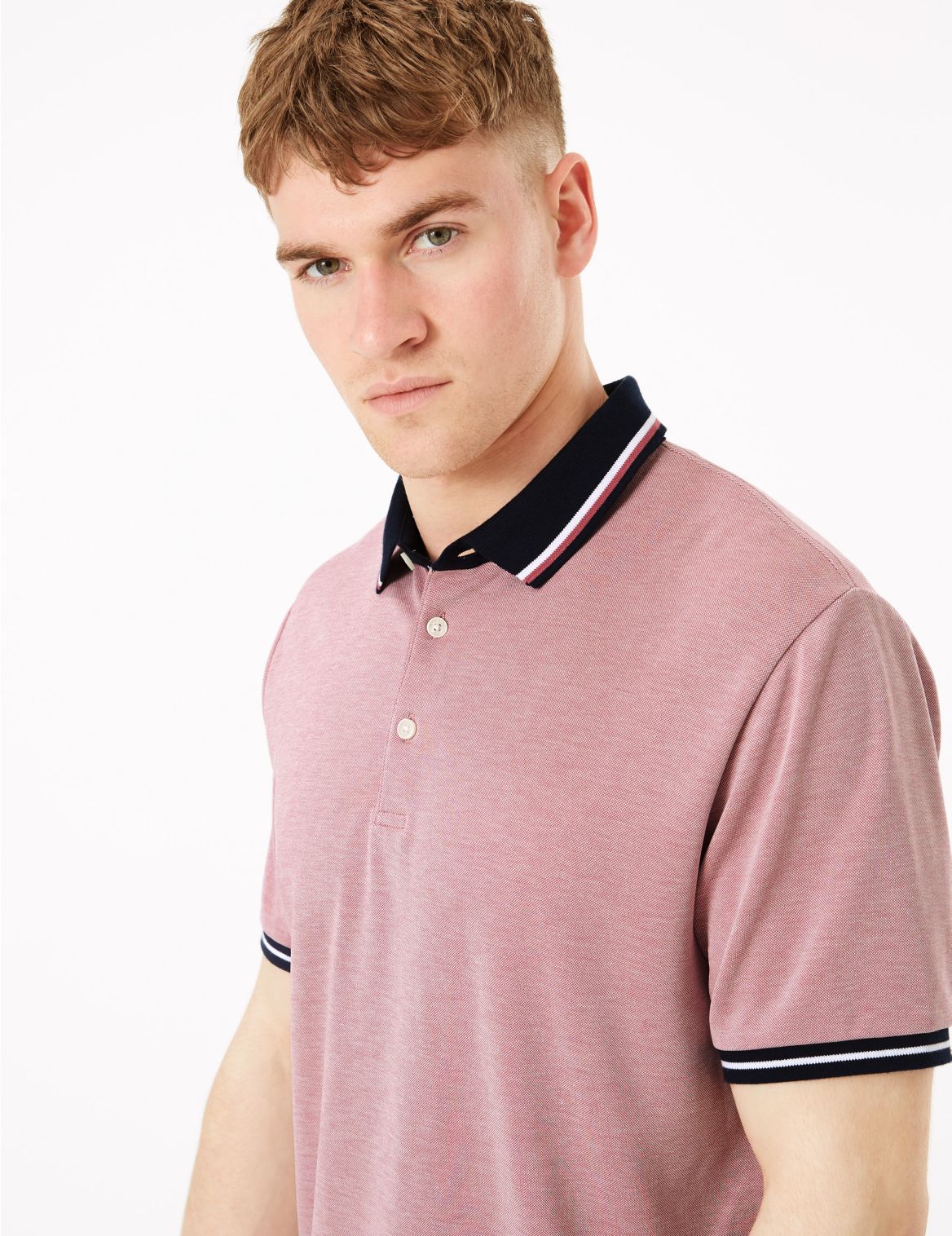 Textured Tipped Polo Shirt purple