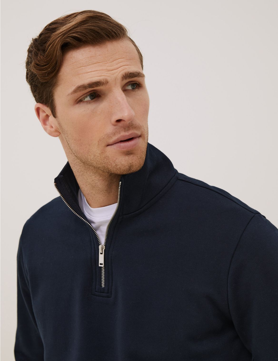 Premium Cotton Half Zip Sweatshirt navy