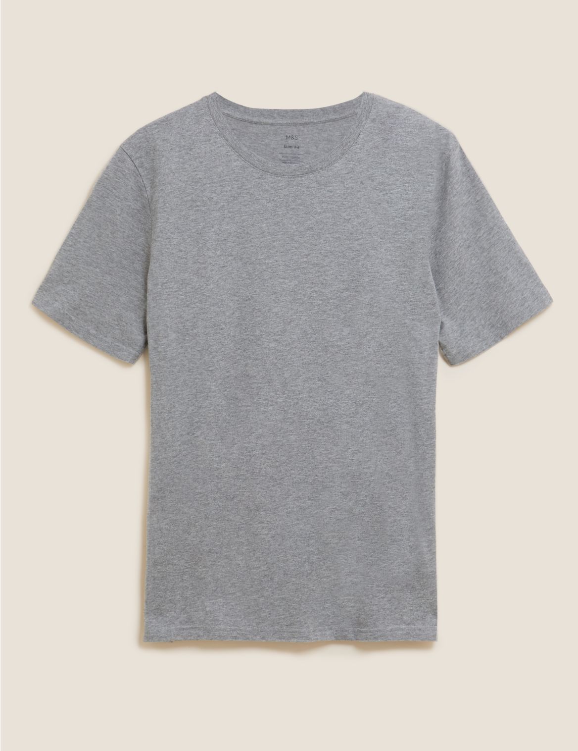 Slim Fit Pure Cotton Crew Neck T-Shirt grey