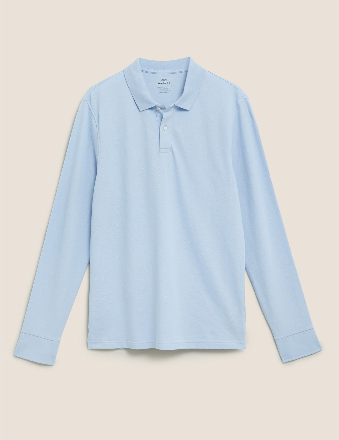 Pure Cotton Long Sleeve Polo Shirt blue