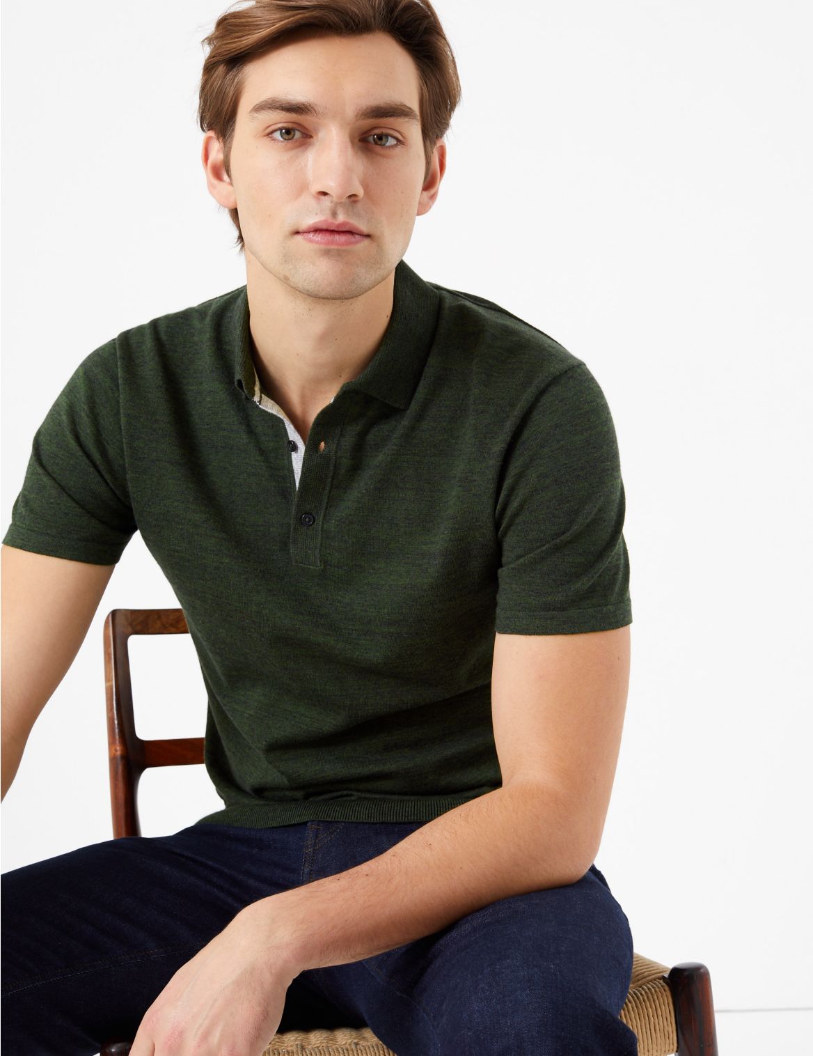 Cotton Knitted Polo Shirt green
